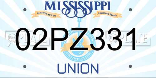 02PZ331 Mississippi License Plate
