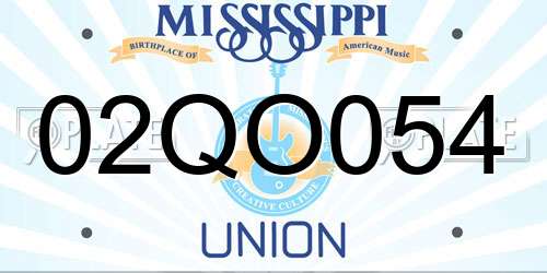 02QO054 Mississippi License Plate
