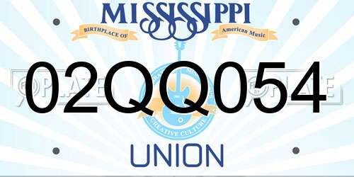 02QQ054 Mississippi License Plate