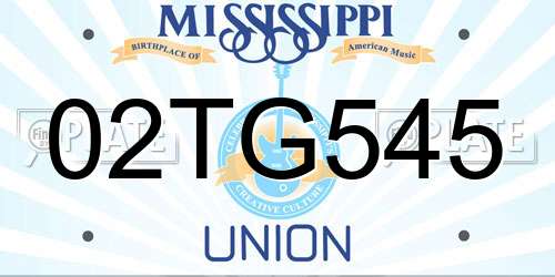 02TG545 Mississippi License Plate