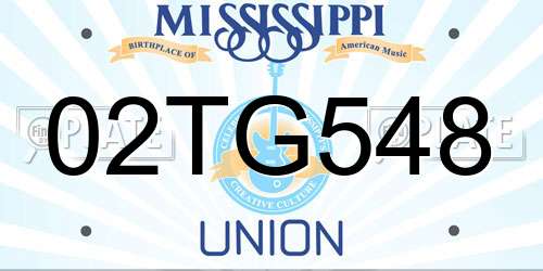 02TG548 Mississippi License Plate