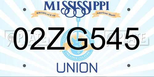 02ZG545 Mississippi License Plate