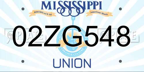 02ZG548 Mississippi License Plate