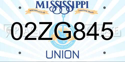 02ZG845 Mississippi License Plate