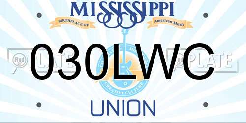 030LWC Mississippi License Plate