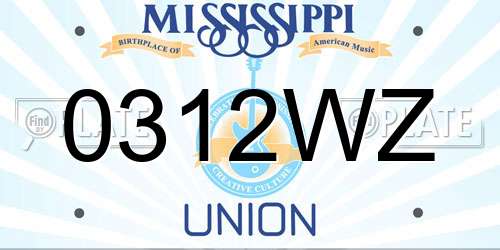 0312WZ Mississippi License Plate