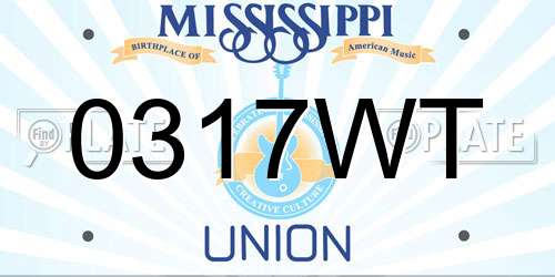 0317WT Mississippi License Plate