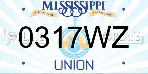 0317WZ Mississippi License Plate