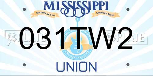 031TW2 Mississippi License Plate