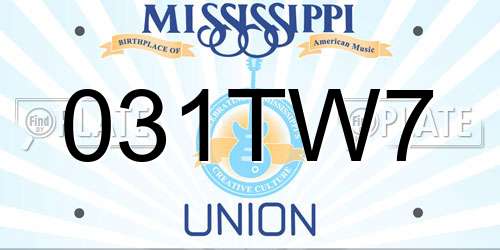 031TW7 Mississippi License Plate