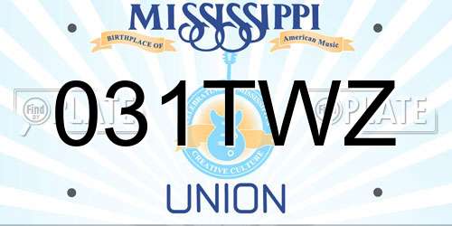 031TWZ Mississippi License Plate