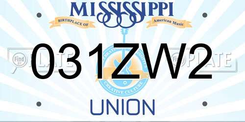 031ZW2 Mississippi License Plate