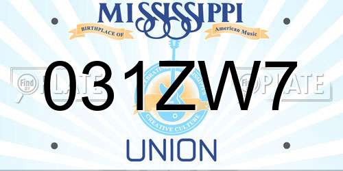 031ZW7 Mississippi License Plate