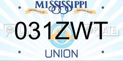 031ZWT Mississippi License Plate