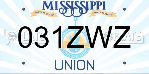 031ZWZ Mississippi License Plate