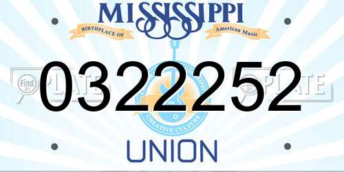 0322252 Mississippi License Plate