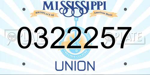 0322257 Mississippi License Plate