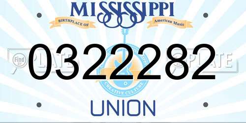 0322282 Mississippi License Plate