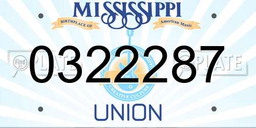 0322287 Mississippi License Plate
