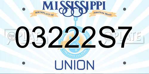 03222S7 Mississippi License Plate