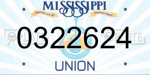 0322624 Mississippi License Plate