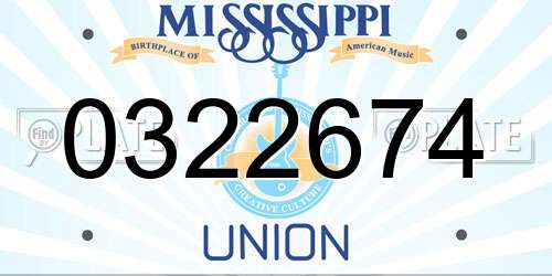 0322674 Mississippi License Plate