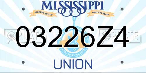 03226Z4 Mississippi License Plate