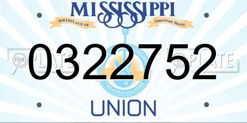 0322752 Mississippi License Plate