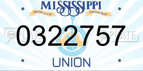 0322757 Mississippi License Plate
