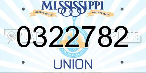 0322782 Mississippi License Plate