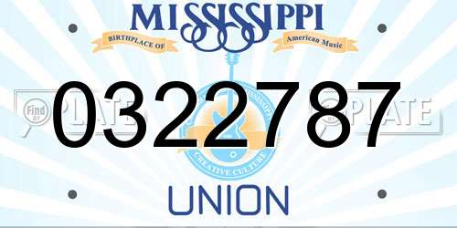 0322787 Mississippi License Plate