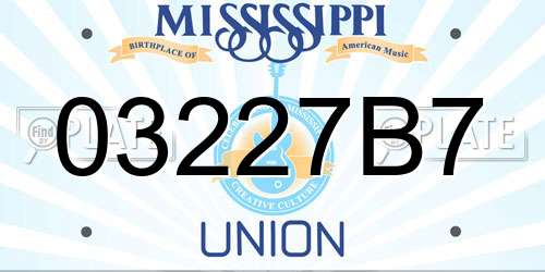 03227B7 Mississippi License Plate