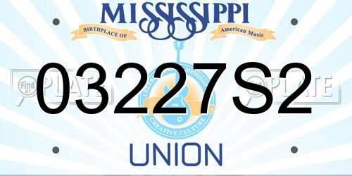 03227S2 Mississippi License Plate