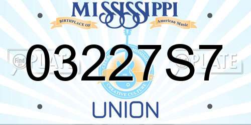 03227S7 Mississippi License Plate