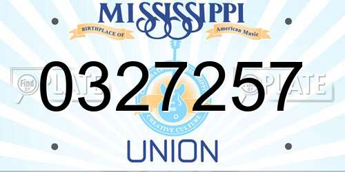 0327257 Mississippi License Plate