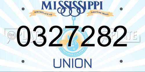 0327282 Mississippi License Plate