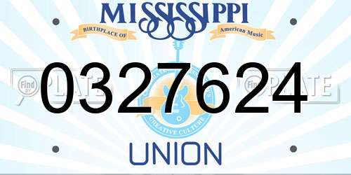 0327624 Mississippi License Plate