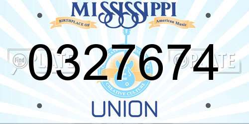 0327674 Mississippi License Plate