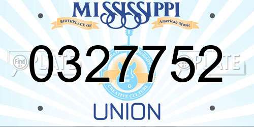 0327752 Mississippi License Plate