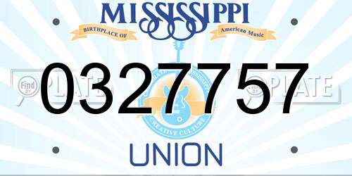 0327757 Mississippi License Plate
