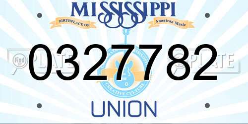 0327782 Mississippi License Plate