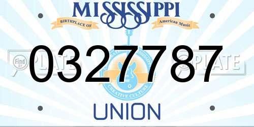 0327787 Mississippi License Plate