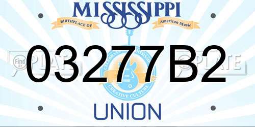 03277B2 Mississippi License Plate
