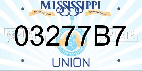 03277B7 Mississippi License Plate