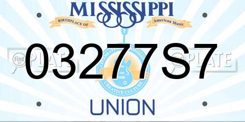 03277S7 Mississippi License Plate
