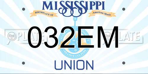 032EM Mississippi License Plate