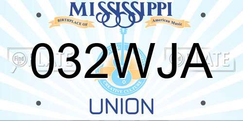 032WJA Mississippi License Plate