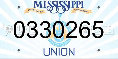0330265 Mississippi License Plate