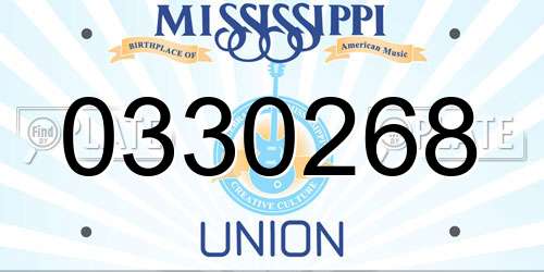 0330268 Mississippi License Plate