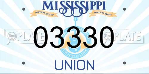 03330 Mississippi License Plate